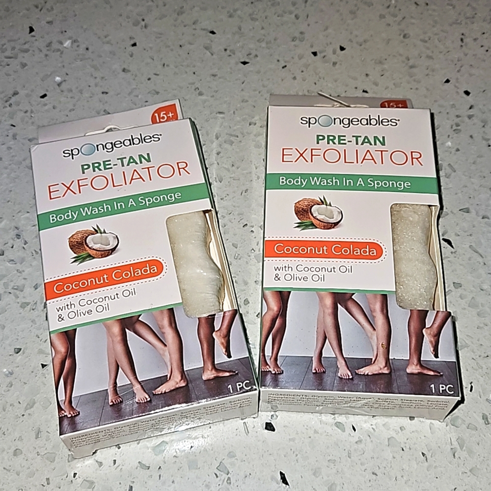 2 SPONGEABLES PRE TAN EXFOLIATOR BODY WASH IN A SPONGE